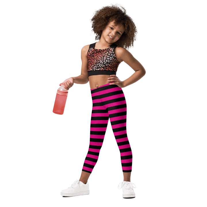 Striped Pink and Purple Kids Leggings product image (1)