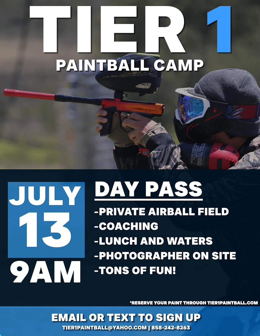 TIER 1 PAINTBALL CAMP - 1 DAY CAMP PASS (7/13) product image (1)