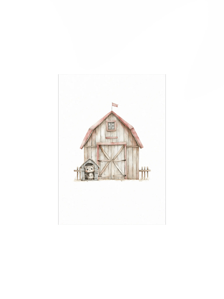 Watercolor Barnyard Cat Nursery Decor Print product image (2)