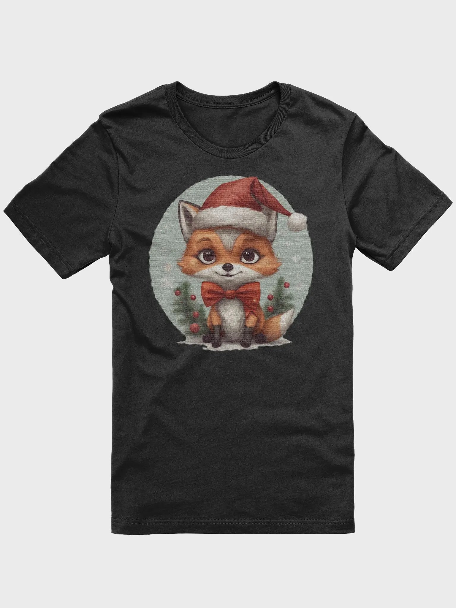 Cute little fox cub wearing a santa hat Supersoft T-Shirt product image (1)