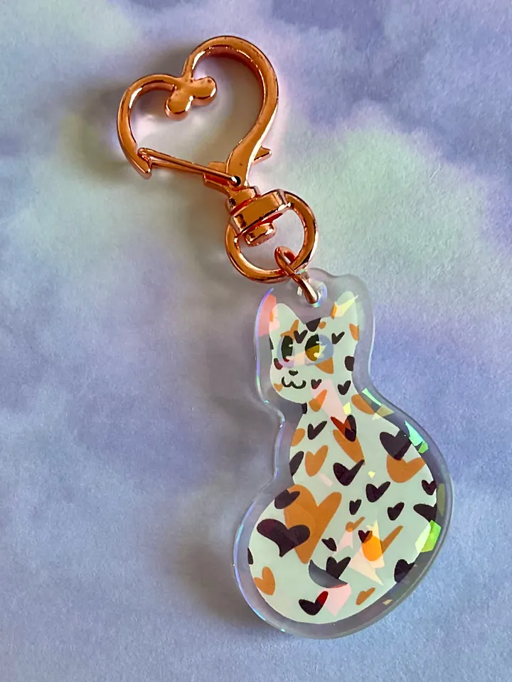 "Heart Calico" charm (holographic) product image (1)