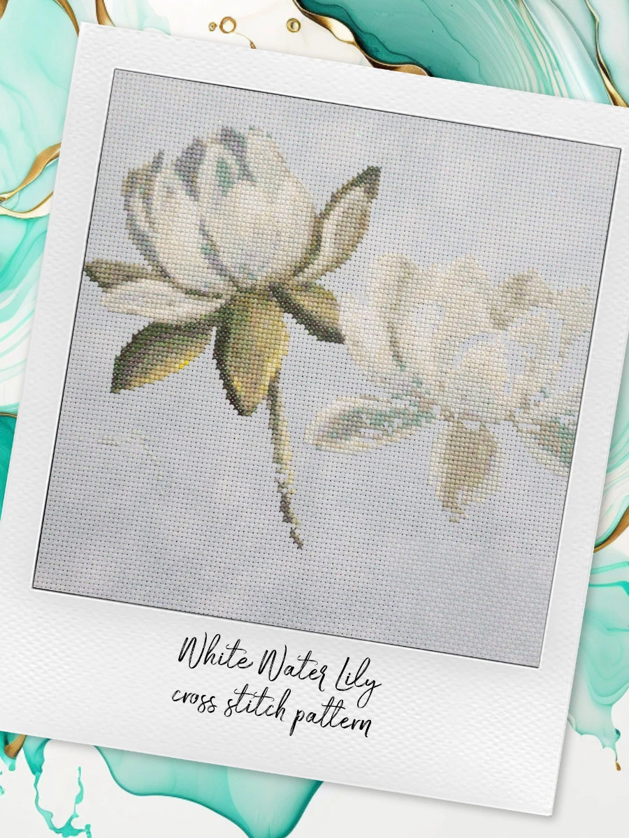 White Water Lily: Floral Cross Stitch Pattern PDF product image (5)