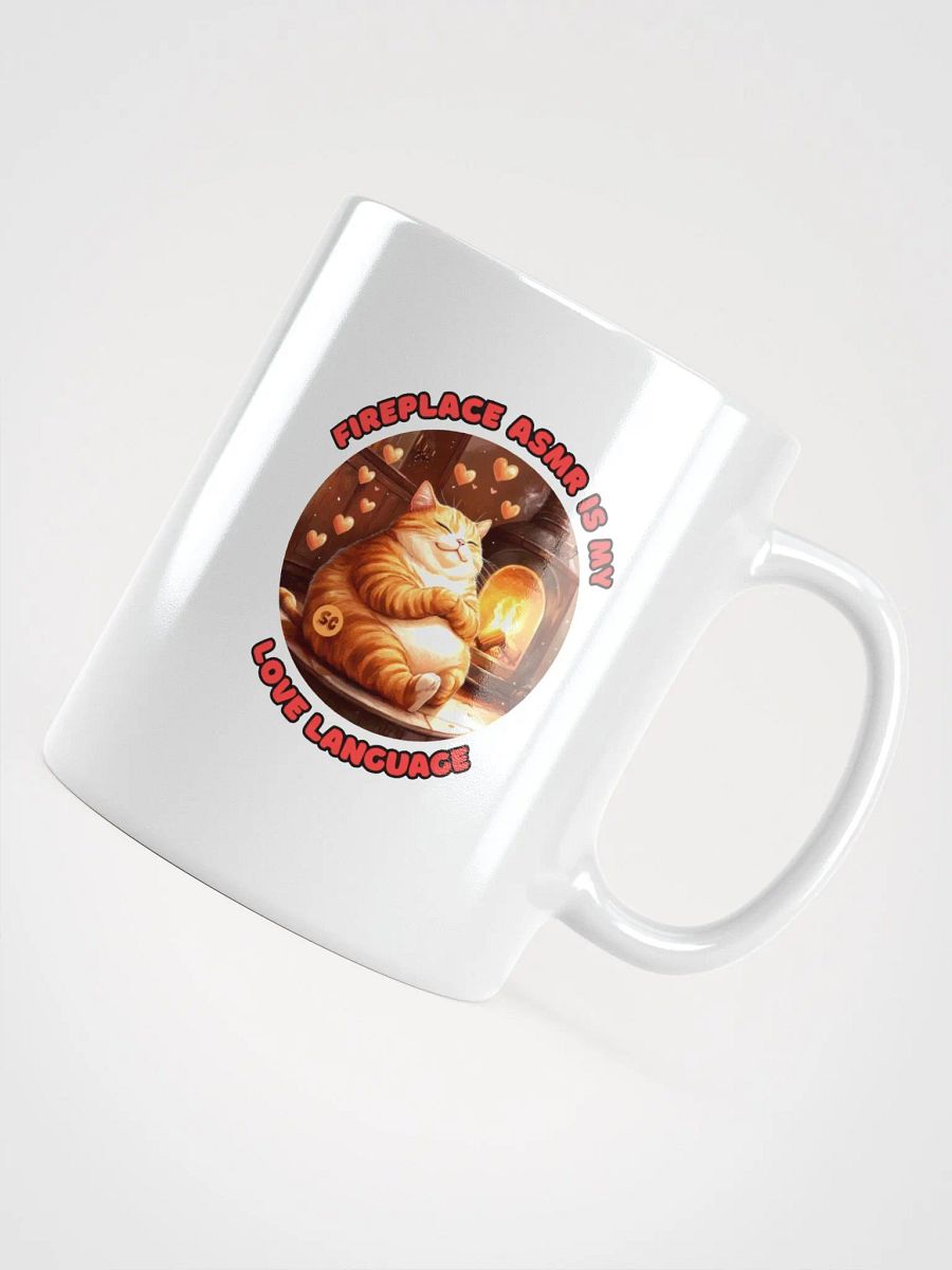 Cozy Cat - Fireplace ASMR is my Love Language | White Glossy Mug product image (10)