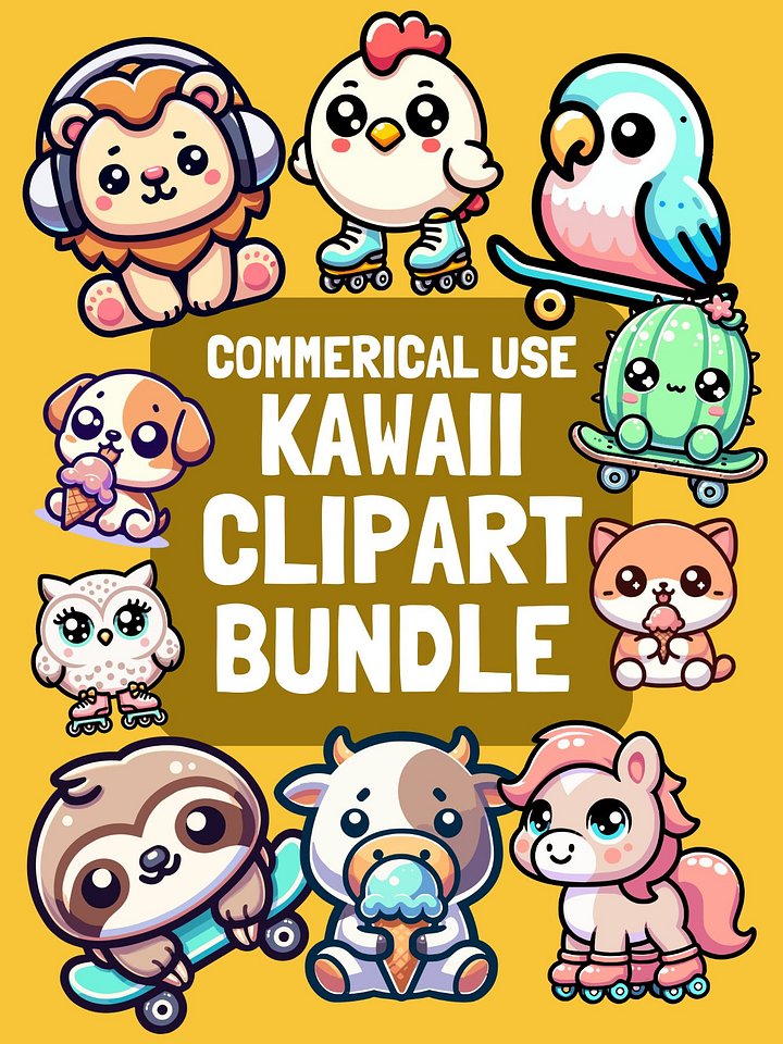 60 Kawaii Animals Doing Things Clipart Set product image (1)