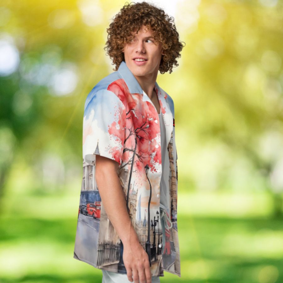 London England Watercolor All Over Print Hawaiian Shirt product image (3)