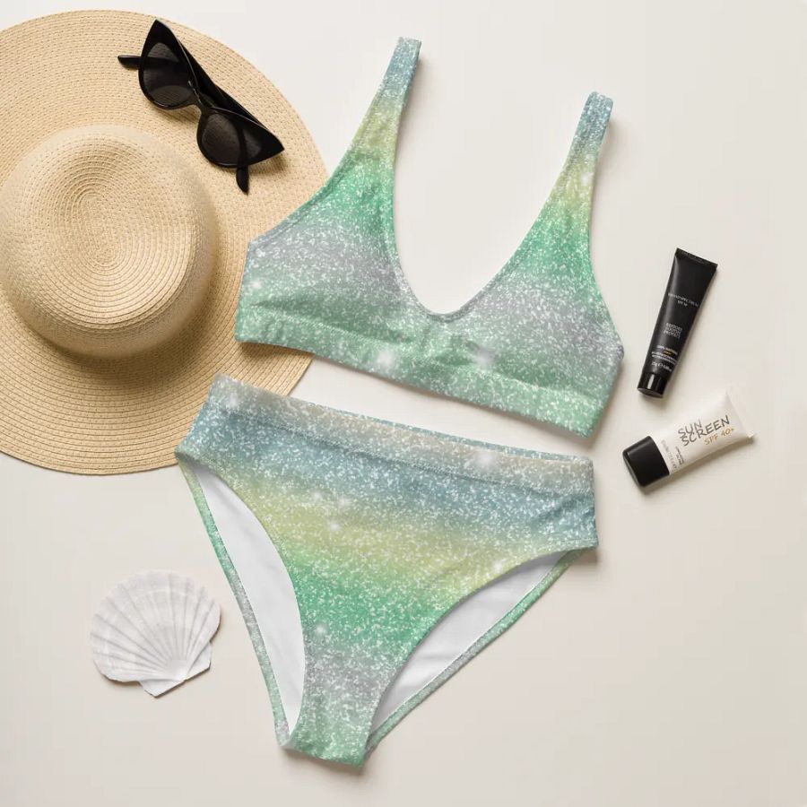 Glitter Unicorn Texture Design High Waisted Bikini (11) product image (11)