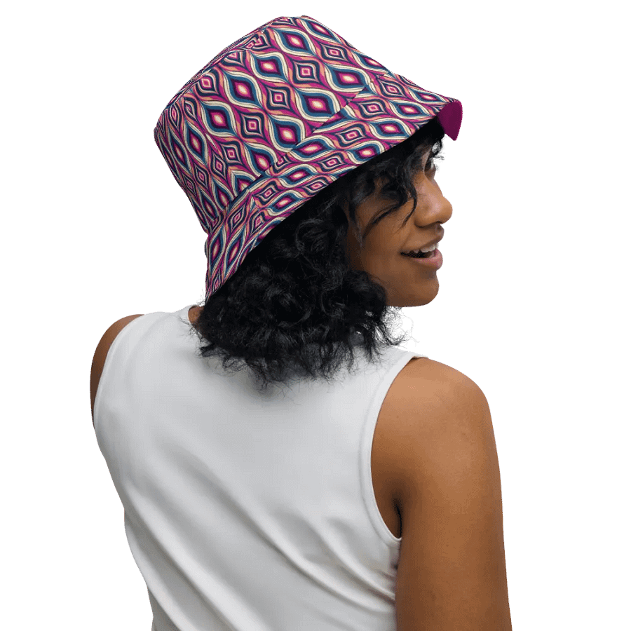 Peacock Pattern Fuchsia Reversible Bucket Hat product image (3)