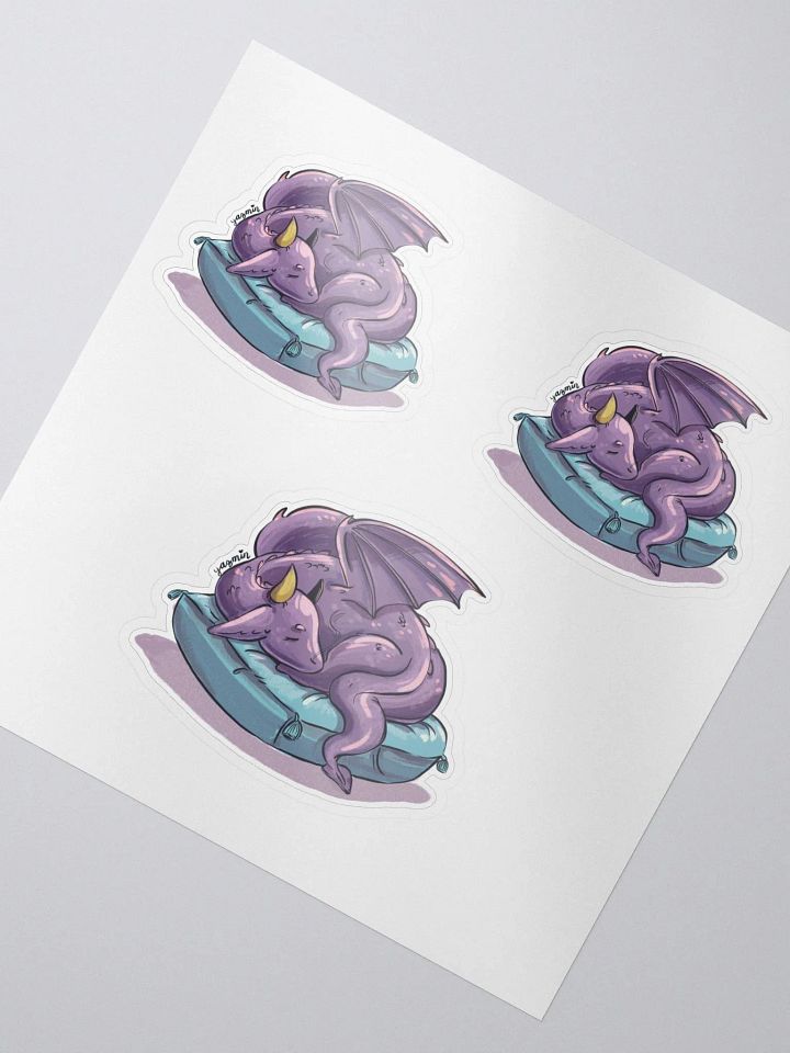 Young Dragon Sleeping on Pillow Sticker Set - Whimsical Fantasy Decals product image (2)
