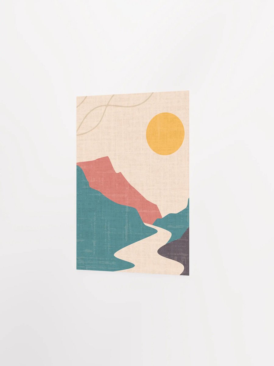 Calming Minimalist Boho Wall Art – Sunset, Hills & Flowing River Print | Modern Neutral Aesthetic Home Decor product image (14)