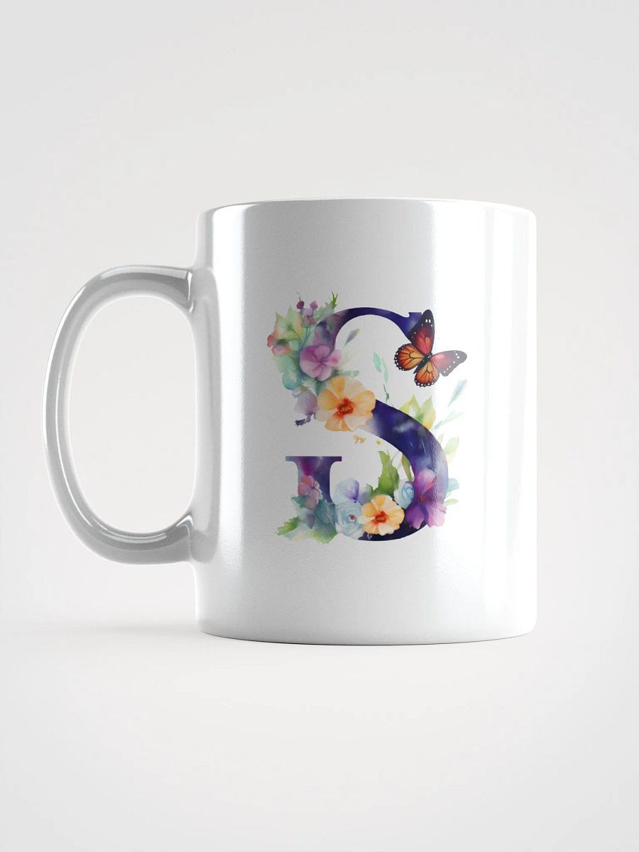 Letter S Monogram Floral Fantasy White Glossy Mug product image (18)