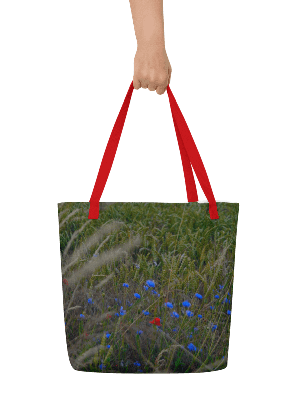 Große Tragetasche - Weizenfeld mit Kornblumen im Abendlicht product image (1)
