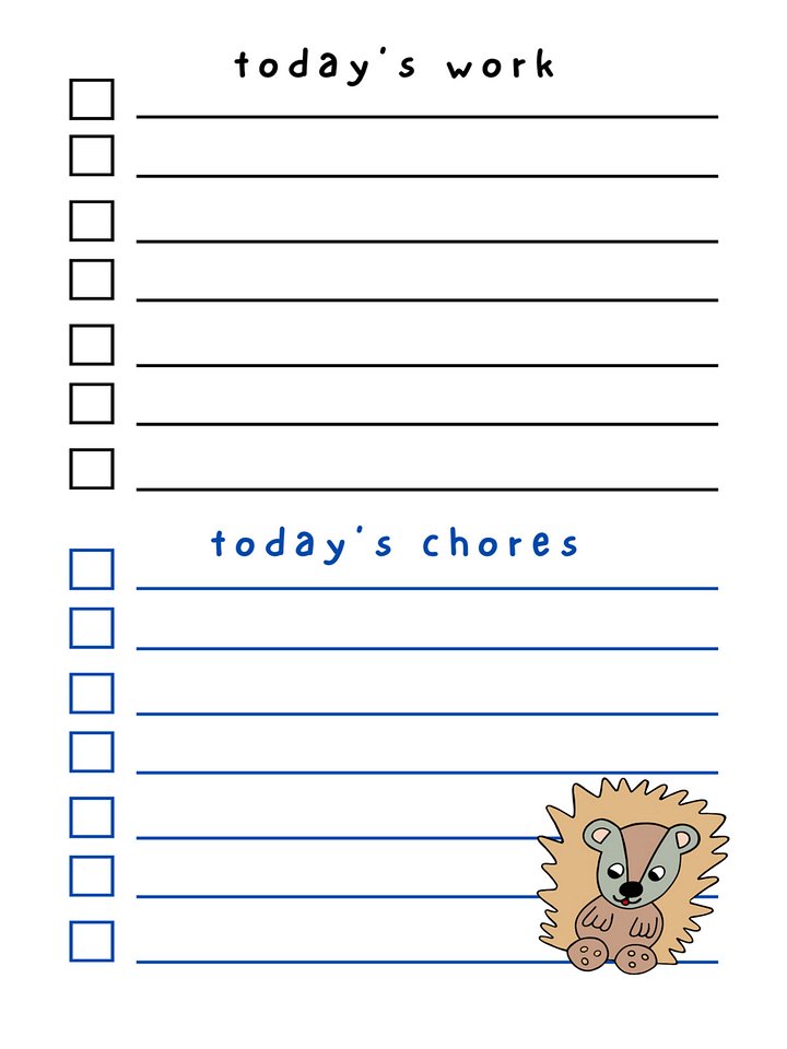 Cute Cartoon Hedgehog Laminated To Do List with Dry Erase Marker product image (2)