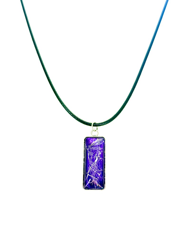 Electric Tide Pendant Necklace | Purple & Silver | Rectangle Cabochon | Monique Faella Designs™ | MFD-00158 product image (2)