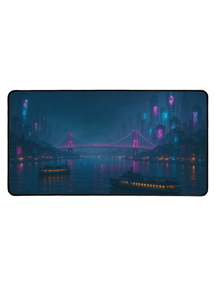 Cyberpunk Istanbul Bosphorus Desk Mat - Large 15.5" x 31.5" Extended Gaming Mouse Pad with Anti-Slip Backing product image (1)