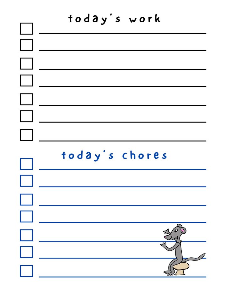 Cute Cartoon Grey Boy Rat Sitting on a Mushroo Laminated To Do List with Dry Erase Marker product image (2)