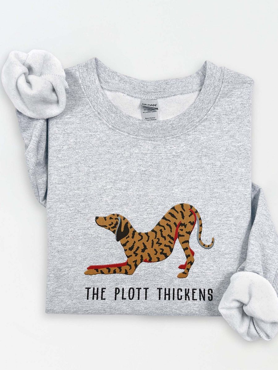 The Plott Thickens Sweatshirt (Embroidered) of a Plott Hound(Tan Brindle) product image (1)