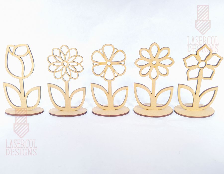 Flowers - Set 4 - (Two Sizes, Five Styles) - Laser Cut Files product image (7)