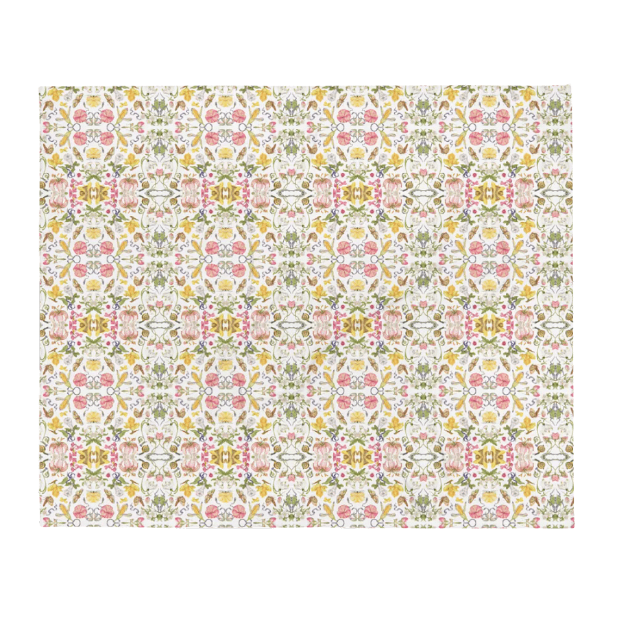 Exotic Blooming Floral Butterfly White Throw Blanket product image (3)