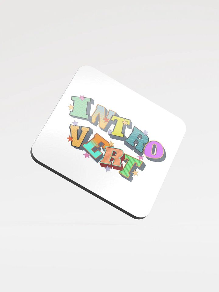 Introvert Block Letter Vibrant Cork Coaster product image (1)