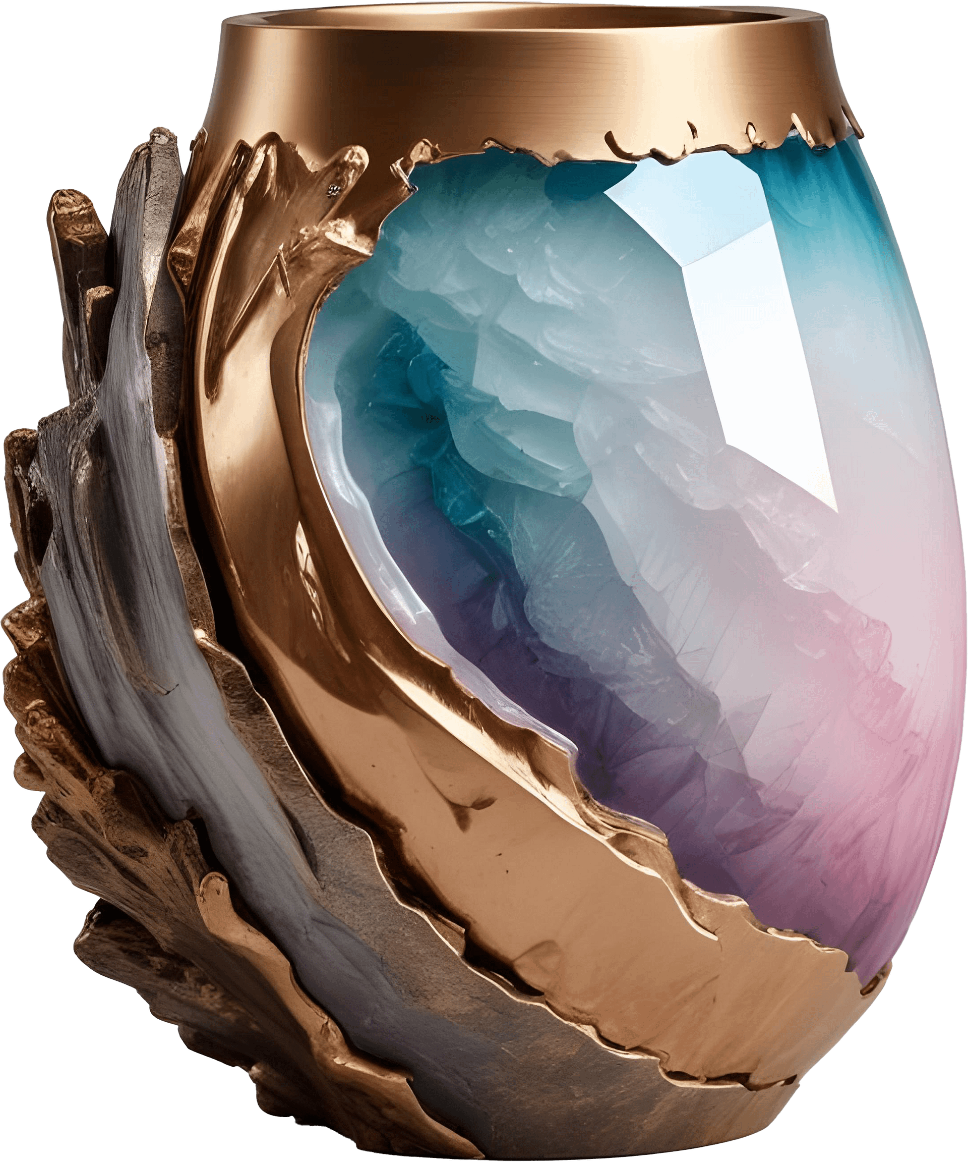 Ethereal Romance – Crystal and Gold Vase PNG product image (1)