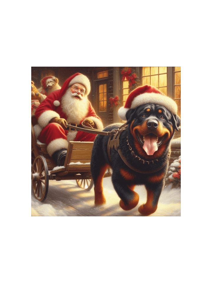 Rottweiler Santa's Sleigh Ride Poster product image (1)