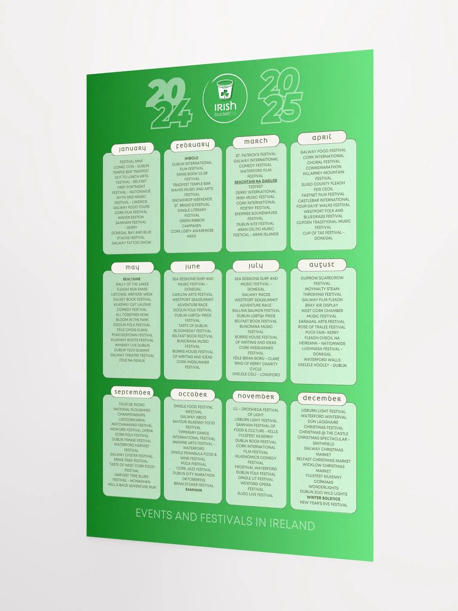 Irish Bucket List Calendar of Events and Festivals 2025 - Premium Matte Poster product image (4)