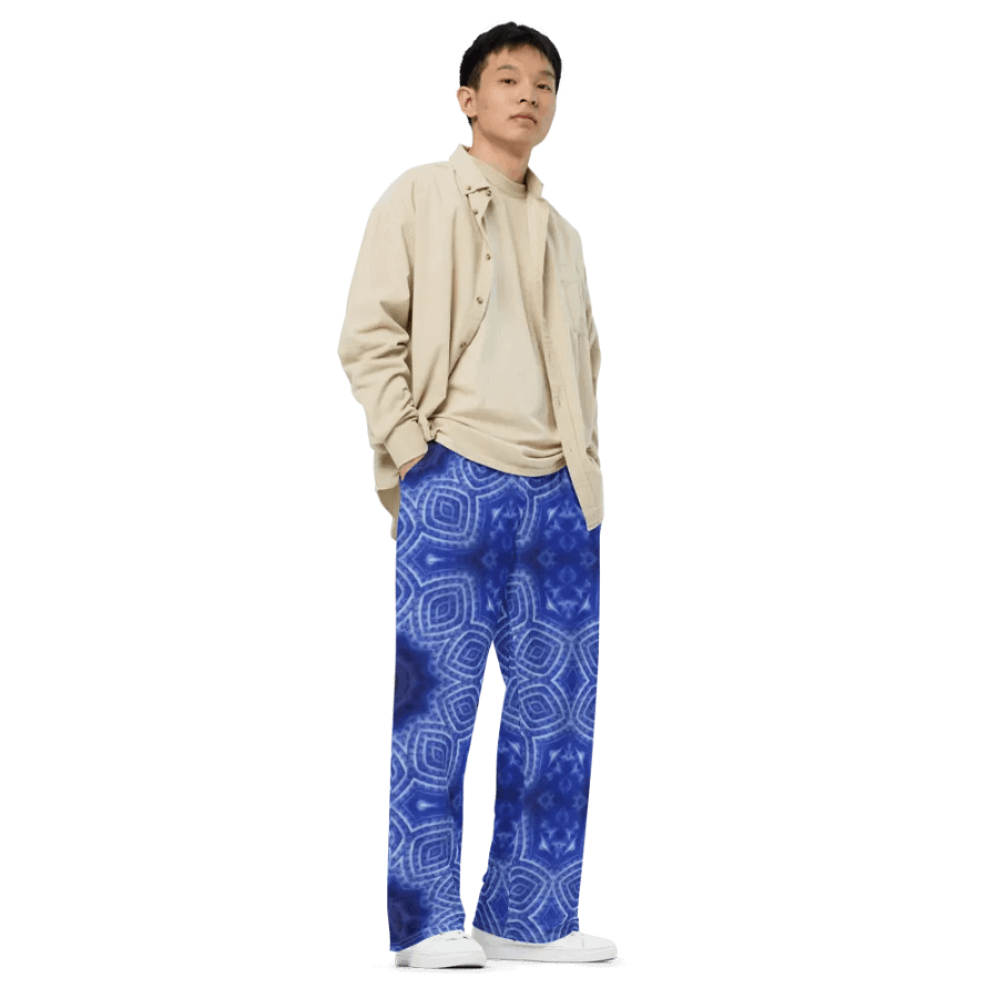 Blue and White Kaleidoscope Wideleg Pants product image (3)