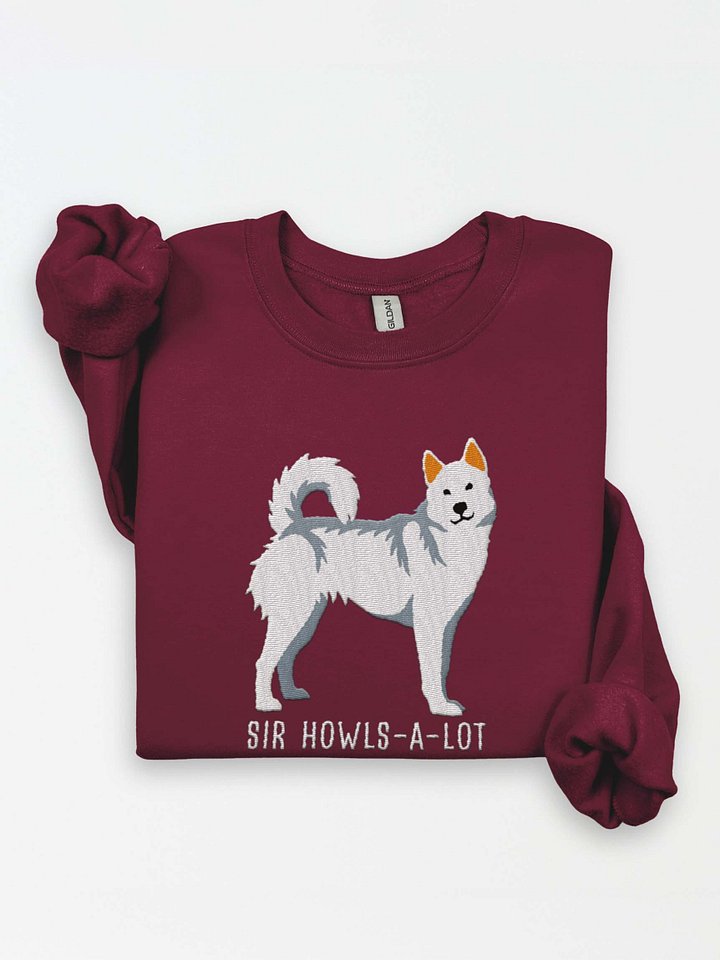 Sir Howls-A-Lot Sweatshirt (Embroidered) of a Siberian Husky(White) product image (1)