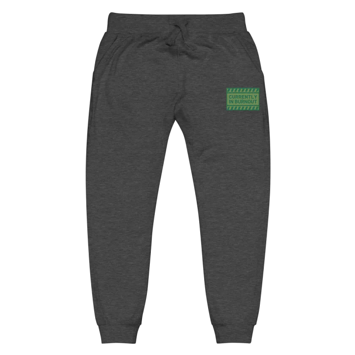 CURRENTLY IN BURNOUT (moss design) embroidered fleece joggers product image (2)