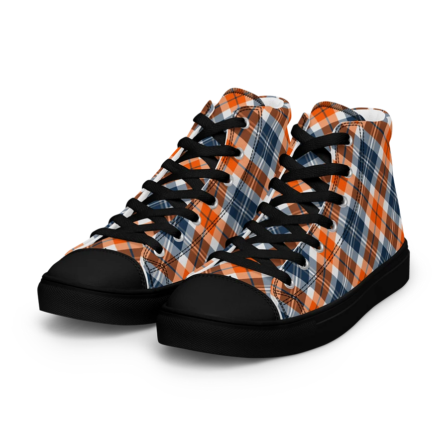 Orange and Blue Sporty Plaid Men's High Top Shoes product image (2)