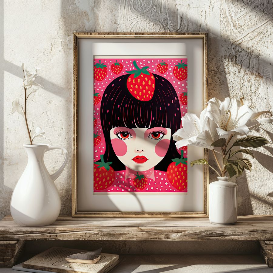 Yayoi Kusama Strawberry Girl Maximalist Art Print product image (20)