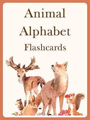 Beige Watercolor Animal Alphabet Flashcards product image (1)