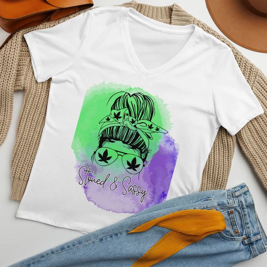 Cannabis Chic V-Neck Tee product image (7)