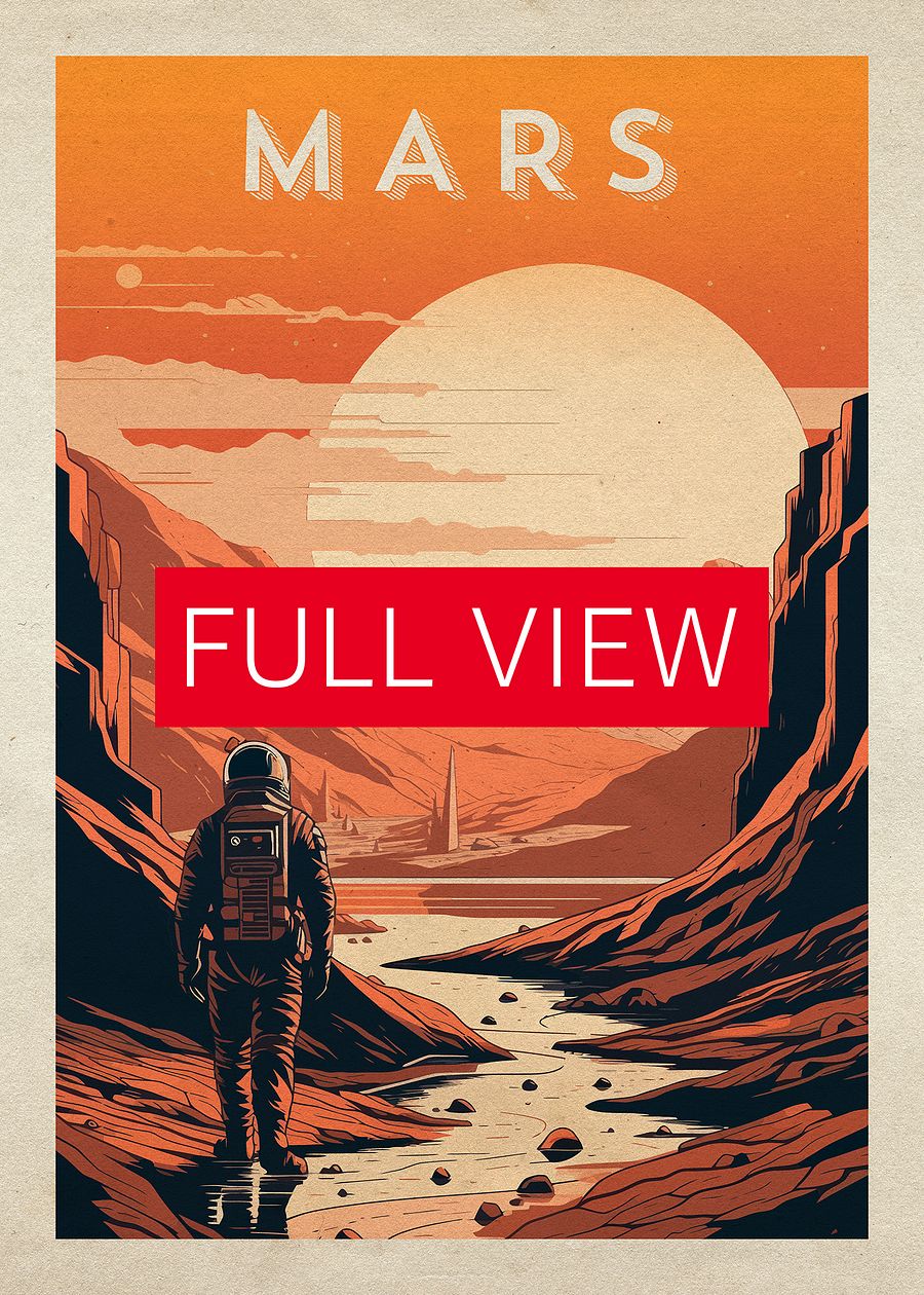 Mars, colony, astronaut — Vintage space poster product image (3)