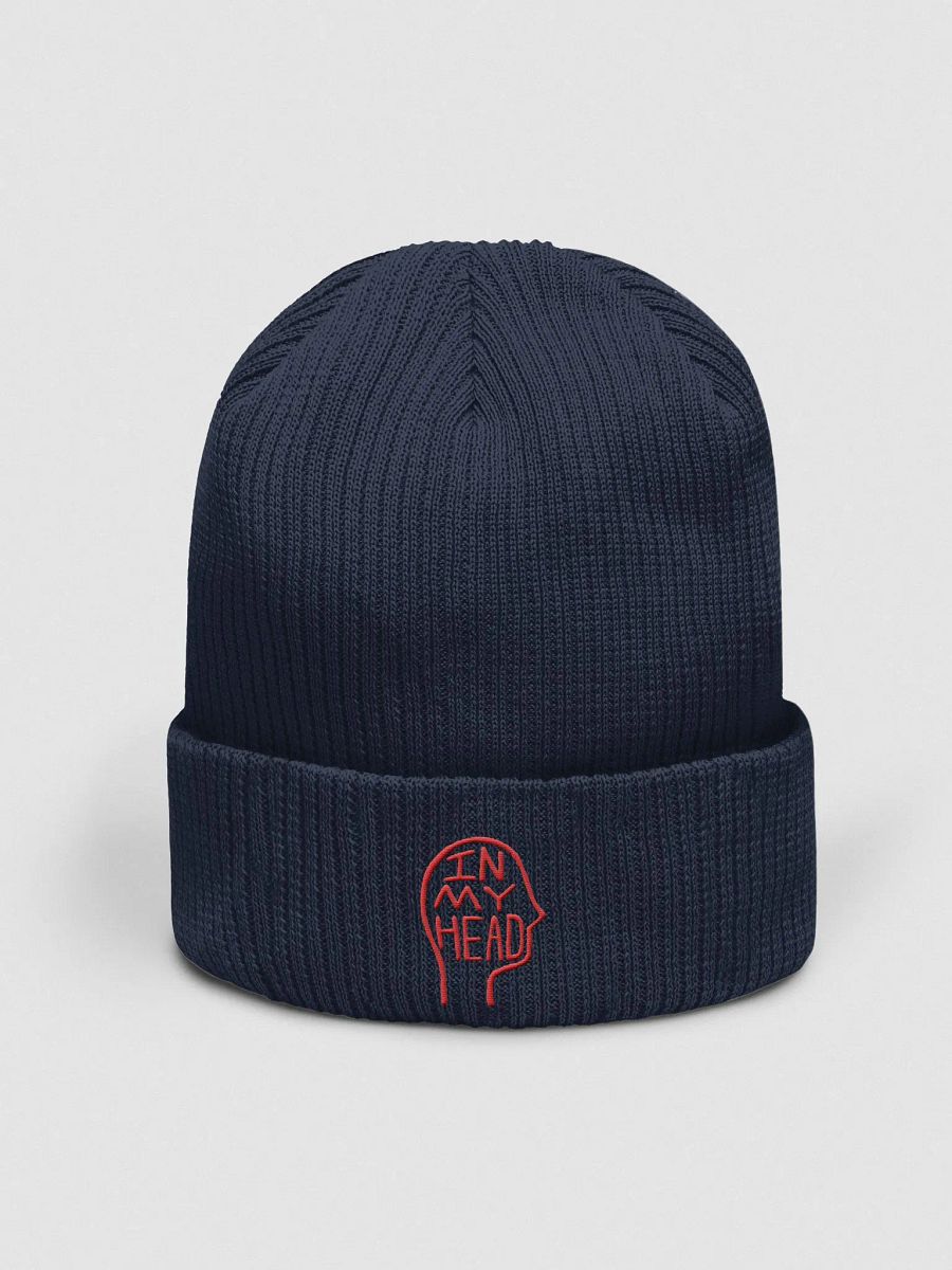 In My Head (red) embroidered organic beanie product image (6)