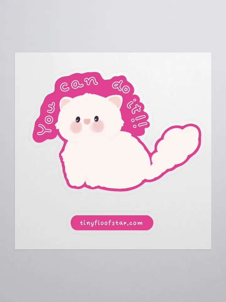You can do it! Cheering Cat Vinyl Sticker product image (2)