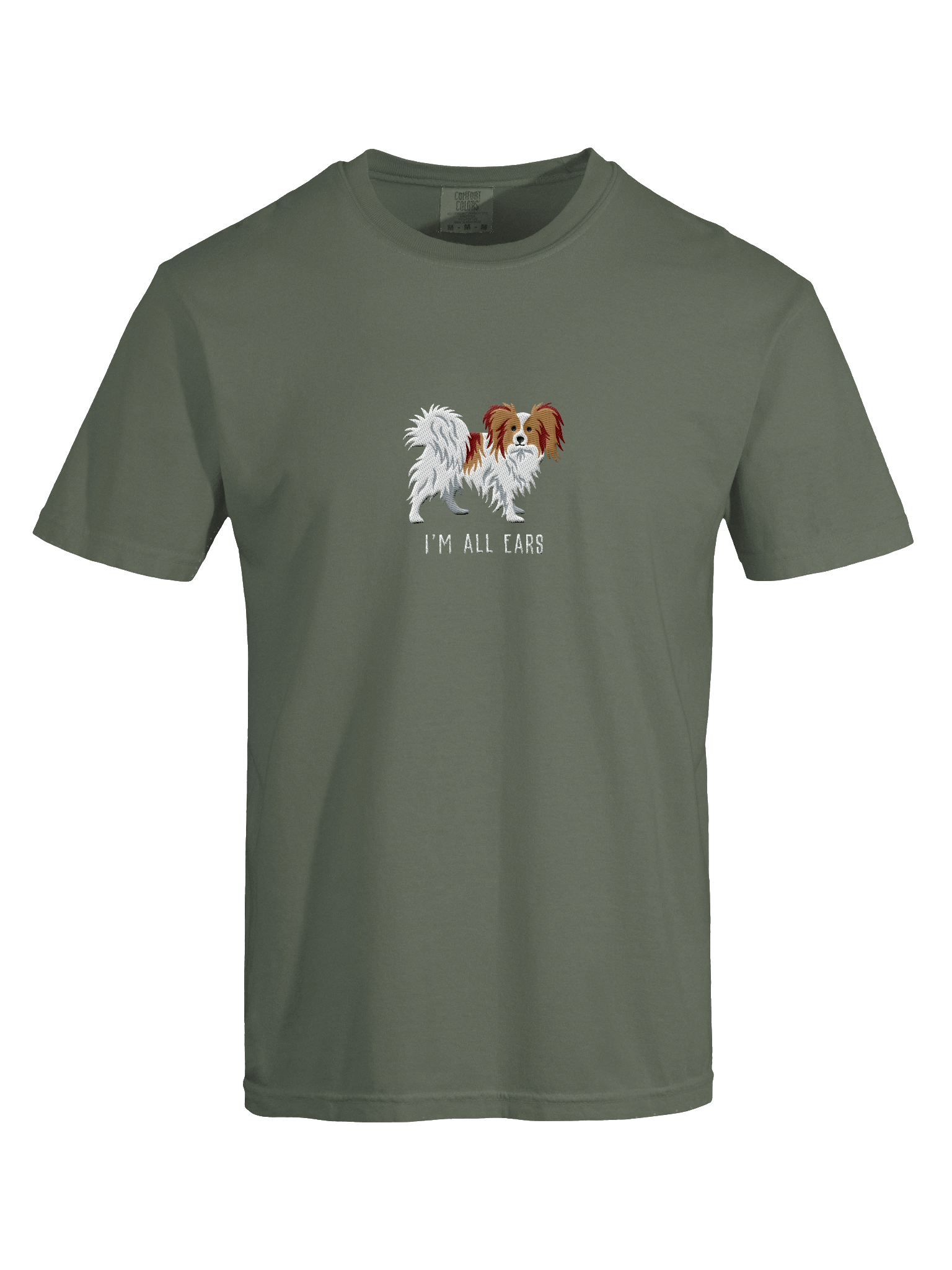 I'm All Ears T-Shirt(Embroidered) of a Papillon(Brown & White) product image (27)