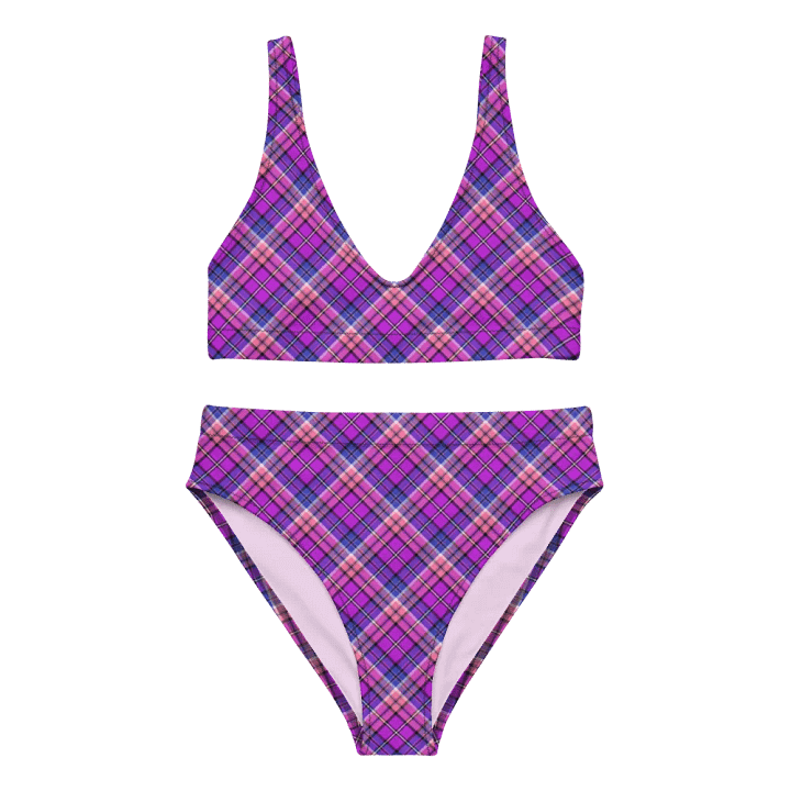 Bright Purple, Pink, and Blue Plaid Bikini product image (2)