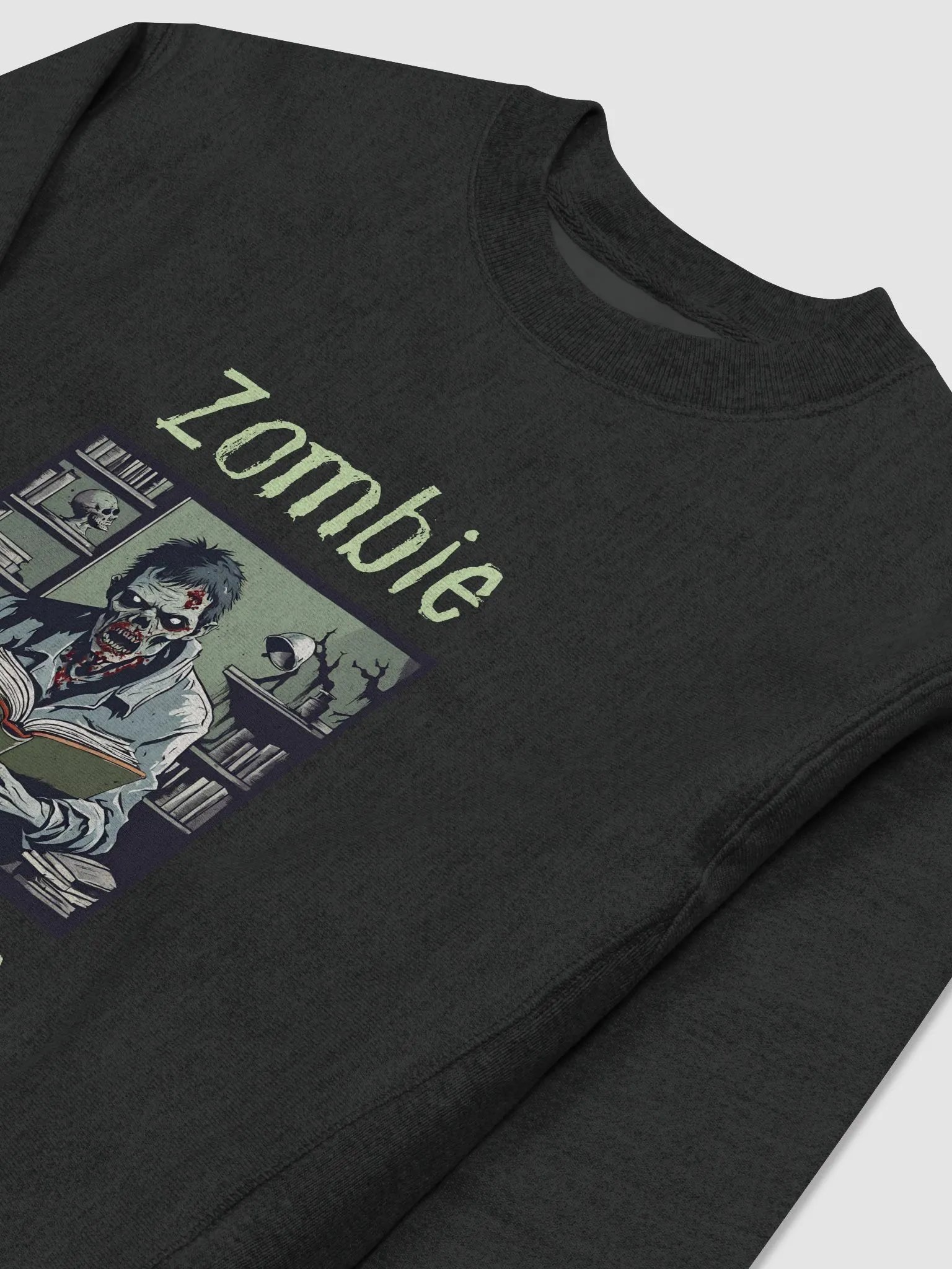 Zombie Book Lover Man Black Sweatshirt product image (3)
