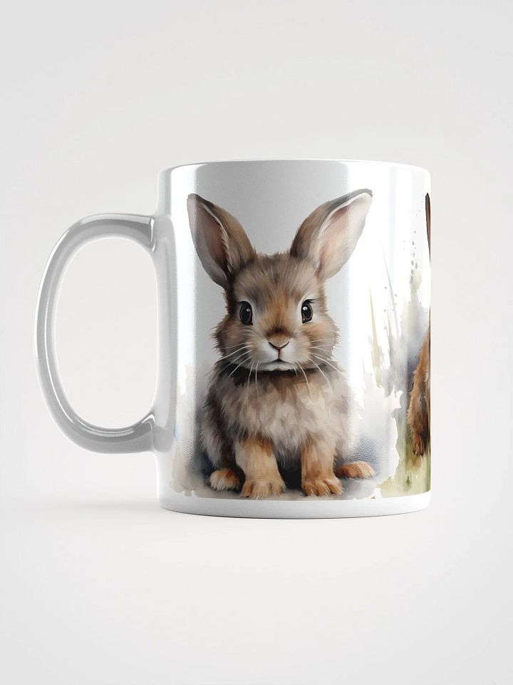 Fluffy Rabbit Trio White Glossy Mug product image (1)