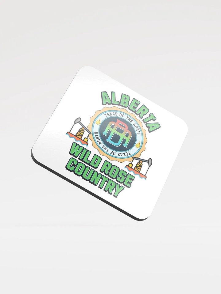 Alberta Wild Rose Country Emblem Glossed Cork Coaster product image (2)