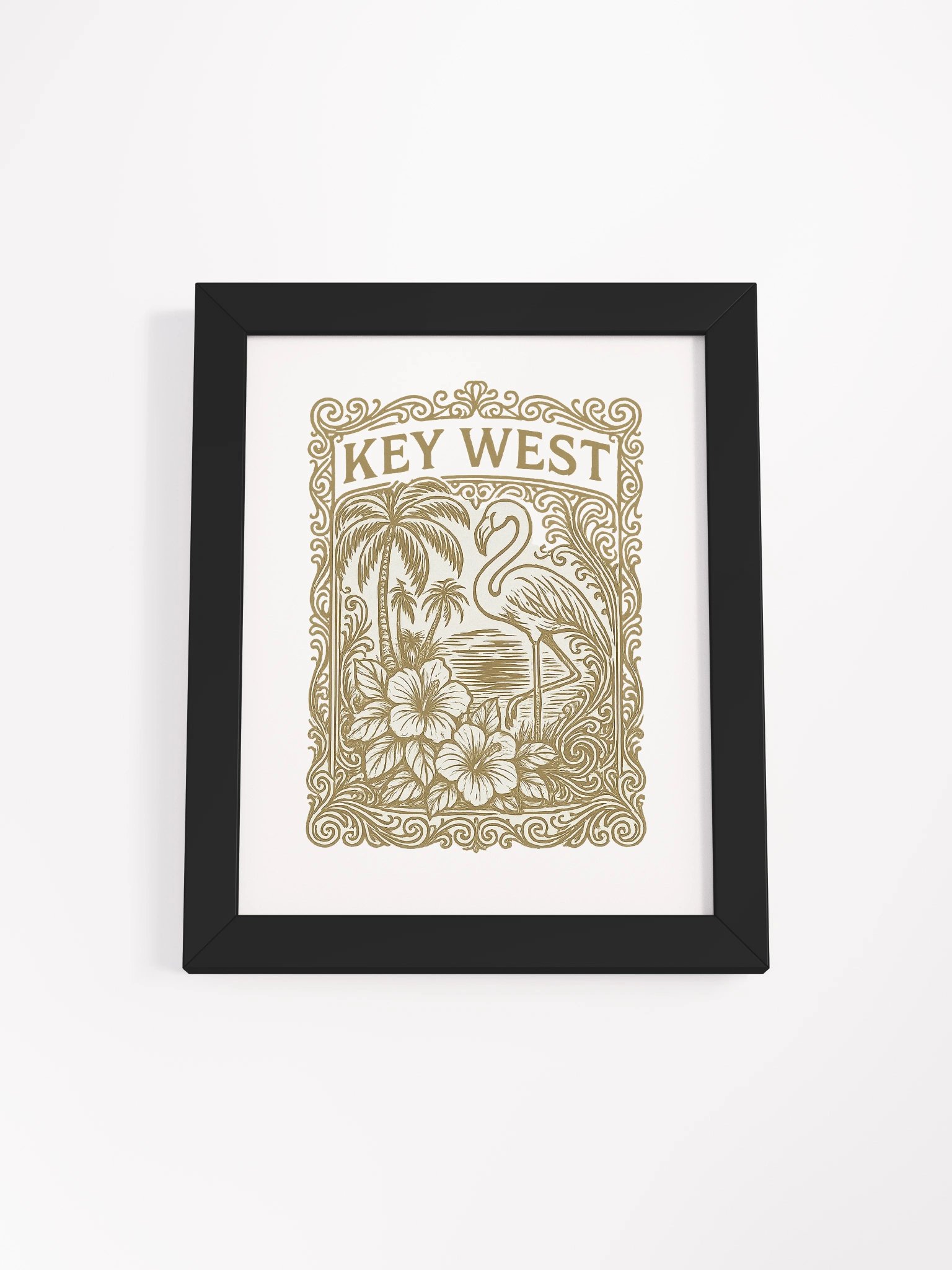 Key West Framed Poster with Flamingo and Hibiscus product image (2)