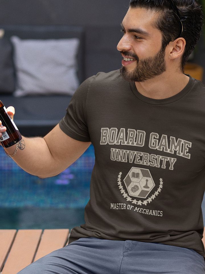 Board Game University Shirt, College T-shirt for Board Gamers, Master of Mechanics on Brown product image (1)
