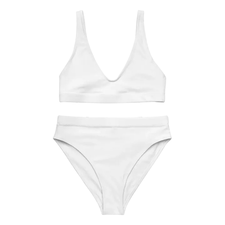 White Zenith Blank Canvas Sustainable Women's High Waisted Bikini Set product image (1)