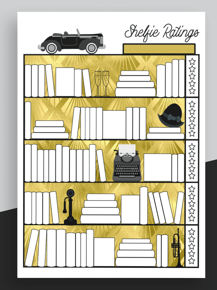 Shelfie Ratings Book Tracker TWO, Printable Bookcase Journal Log with 7 Themes product image (2)