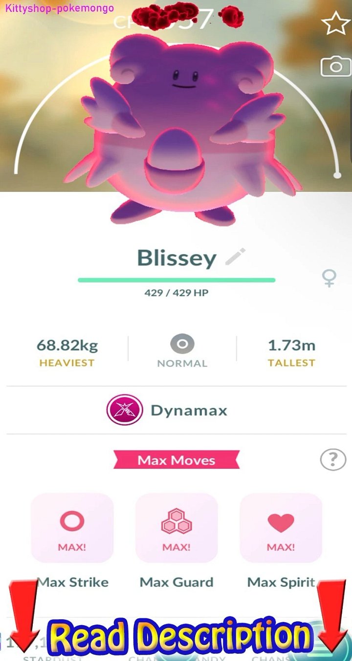 Pokémon Go!-Level 50 Dynamax Blissey Maxed with 3 Move Trade go Fast Shipping✅ product image (1)