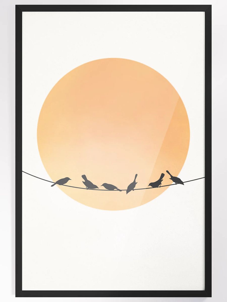 Sunset Silhouette Birds Framed Poster product image (1)