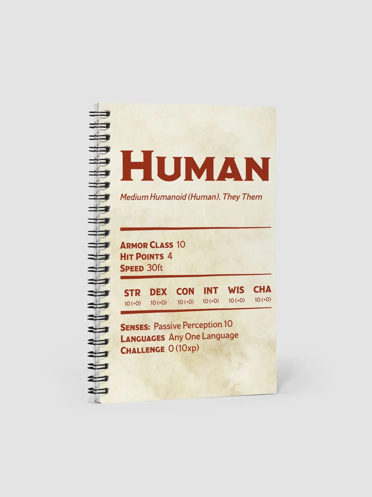 Human Statblock Notebook - They/Them product image (1)