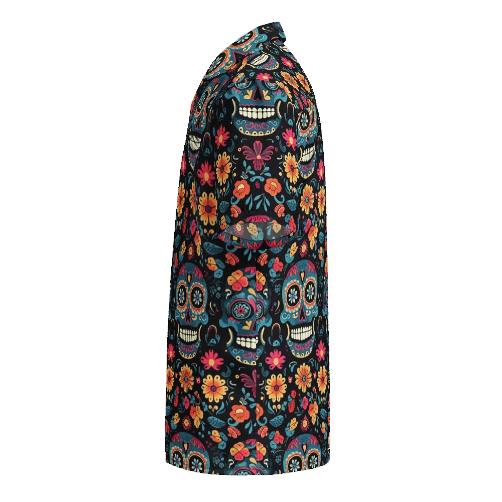 Mexican Art Design-Seamless Calavera and Floral Pattern Hawaiian Shirt product image (3)