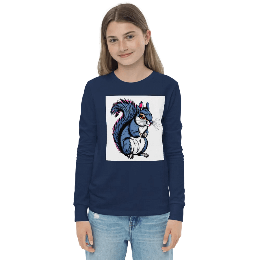 Blue Whiskered Squirrel Youth Long Sleeve T-Shirt product image (1)